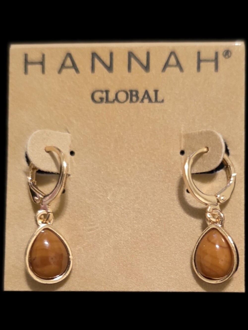 Teardrop Brown Stone Drop Earrings
